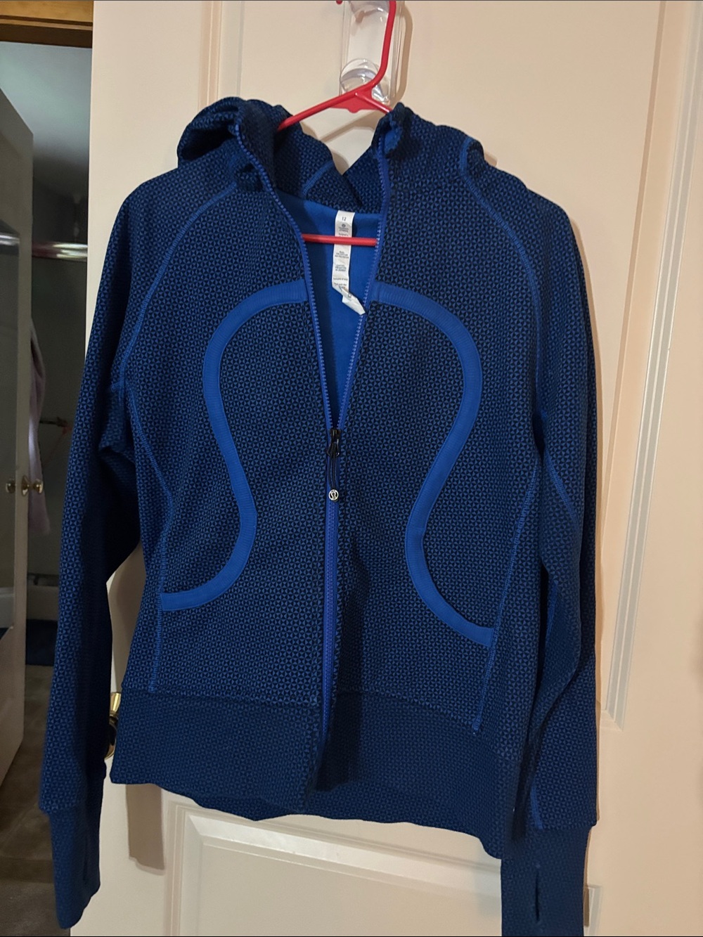 Womens Navy Blue Hooded Zip Jacket